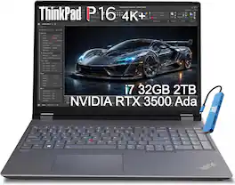 Lenovo - Upgraded - ThinkPad P16 Gen2 16"4K+ Mobile Workstation Laptop - NVIDIA RTX 3500 Ada - Intel Core i7-14700HX - 32GB RAM - 2TB SSD - Storm Grey