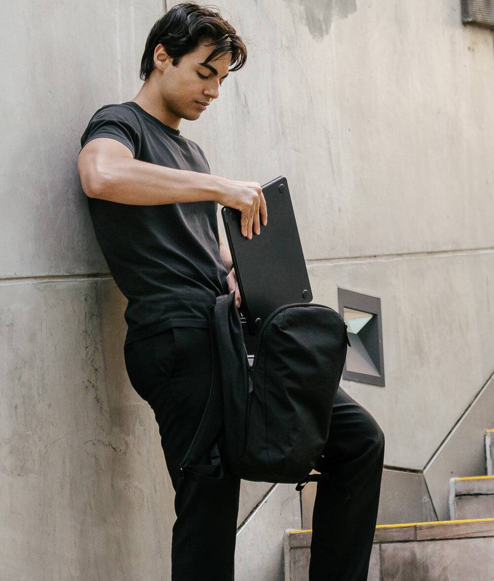Alt View 8. ALPAKA - Metro Backpack 12L Laptop Backpack for Men, Backpack with Laptop Compartment (14"), 2 Compartments - Black Axoflux 400D Ripstop Nylon.