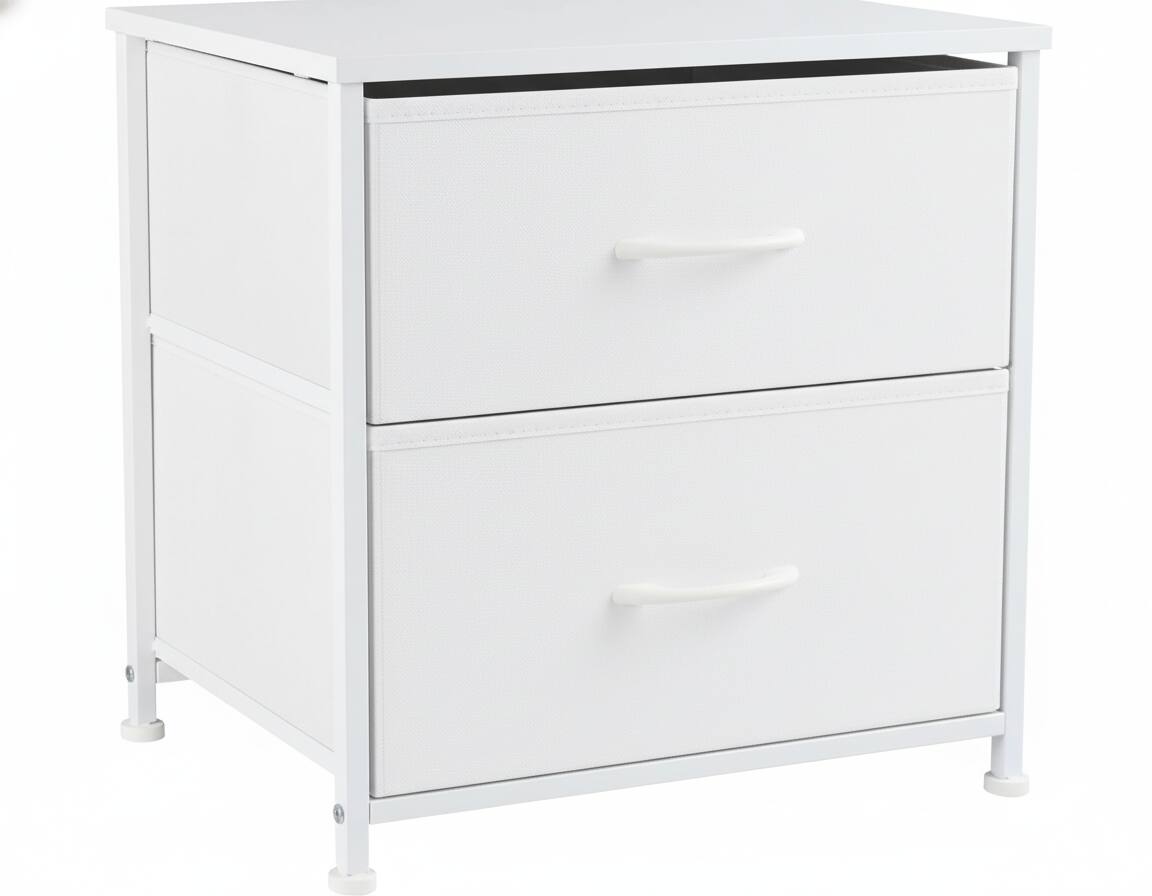 Left. AOITUN - Nightstand Set with 2 Storage Drawers - Ideal for Dorm or Bedroom - Perfect for Daily Use and Storage Needs - White.