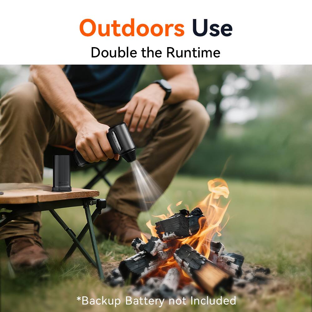 Outdoors Use  
Double the Runtime  

*Backup Battery not Included