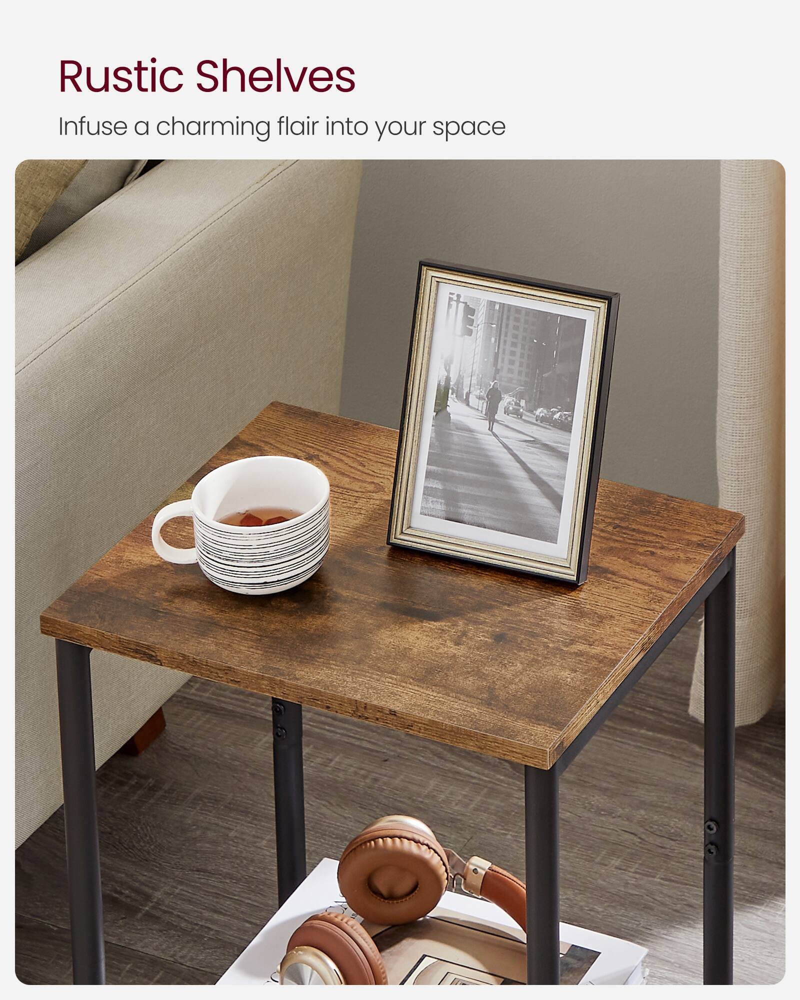 Rustic Shelves  
Infuse a charming flair into your space