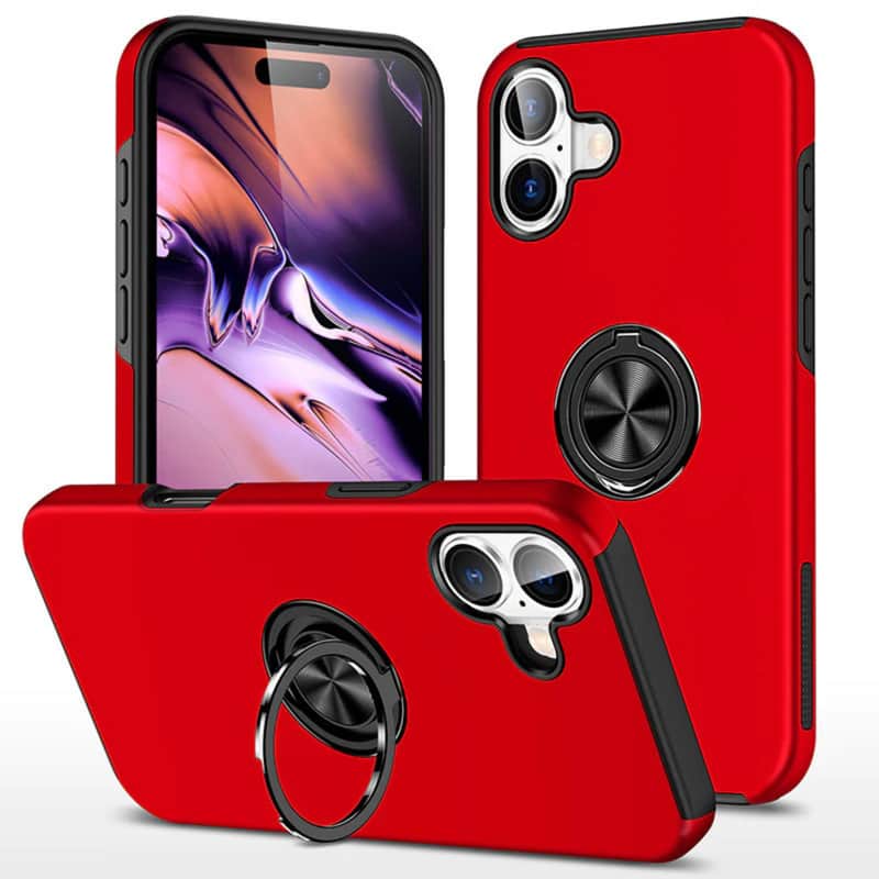 Entronix - Case for iPhone 17 with 360° Kickstand and Enhanced Protection - Red