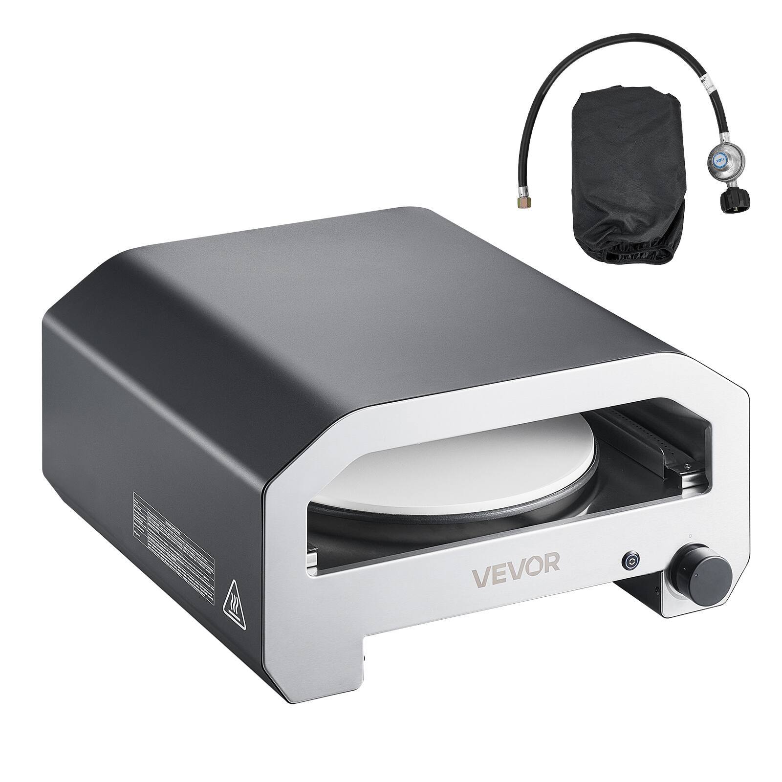 Alt View 5. VEVOR - Outdoor Pizza Oven, 16 in Propane Gas Pizza Maker, Portable Pizza-Cooker with  Electric Rotation, Thickened Pizza-Stone - Black (spray).