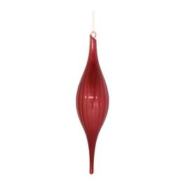 BreeBe - Ribbed Glass Drop Ornament (Set of 6) - Red