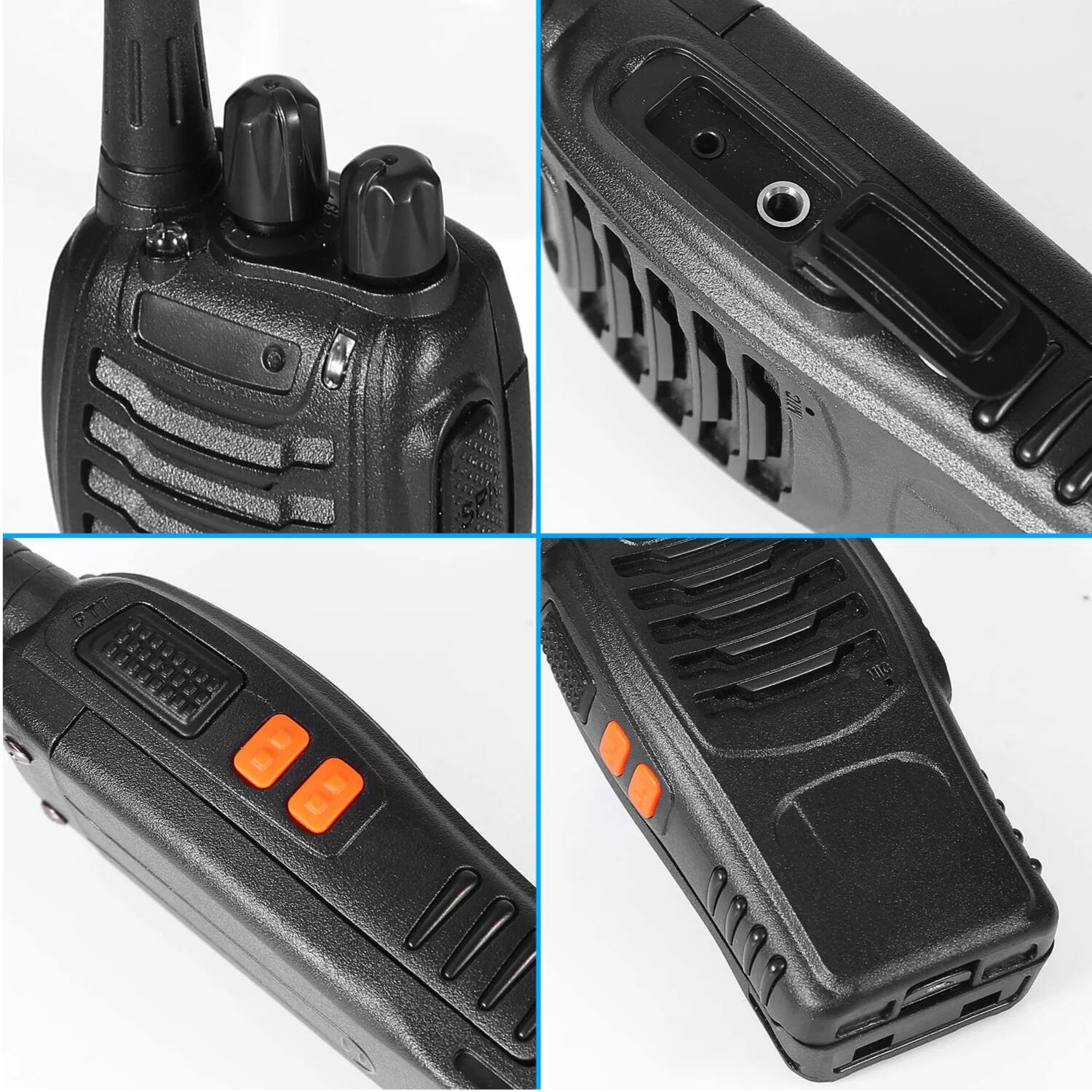 Back. Stock Preferred - 2PCS BF-888S Walkie Talkies - Black.