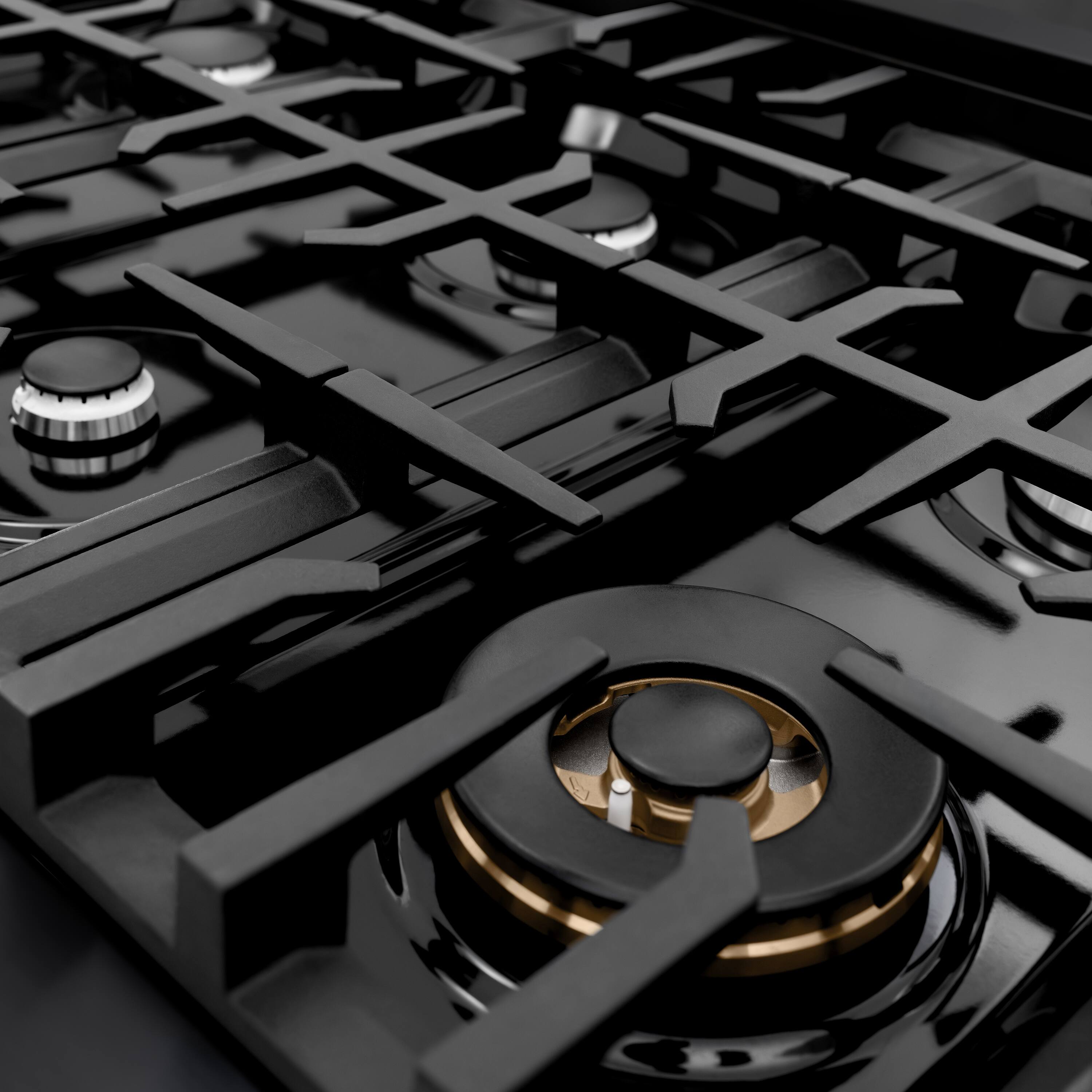 Alt View 9. ZLINE - ZLINE 36 in. Classic Gas Rangetop with 6 Burners and Porcelain Cooktop in Black Stainless Steel (RTB2-36) - Black Stainless Steel.