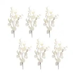BreeBe - Ivory Silver Dollar Eucalyptus Leaf Spray (Set of 6) - White