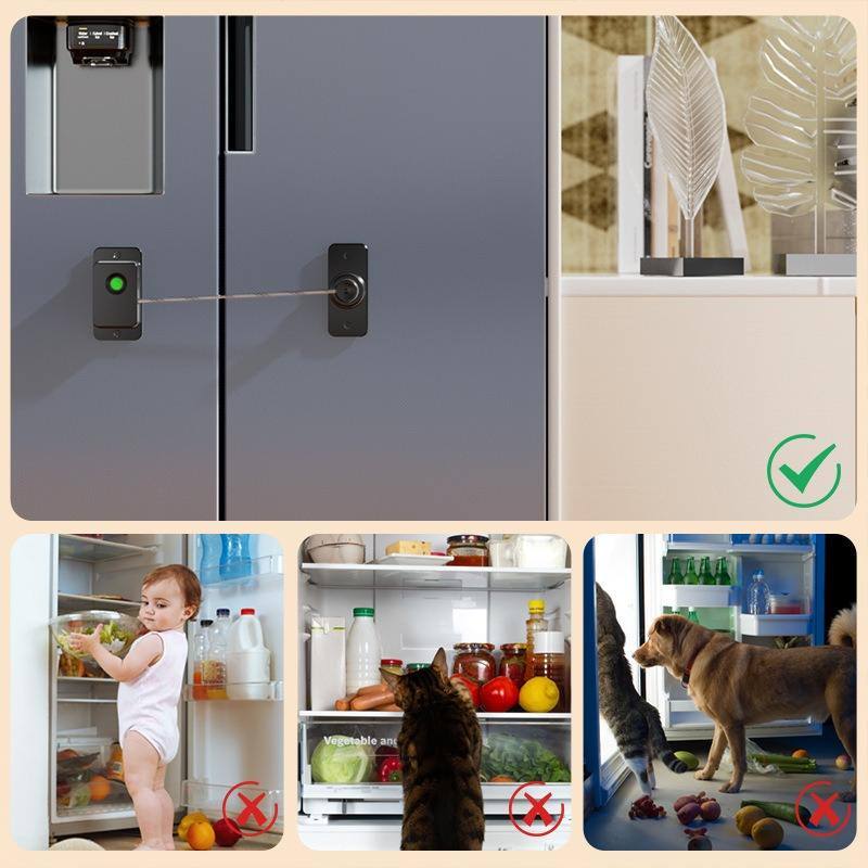 Alt View 2. Cluzine - Black Smart Fingerprint Lock,No-Punch,For Fridge,Drawer,Cabinet,Window,Child Safety.