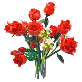 Contixo - BK09 Rose Bouquet Building Set, 789-Piece Botanical Brick Kit with Adjustable Stems for Kids & Adults Ages 8+ - Red