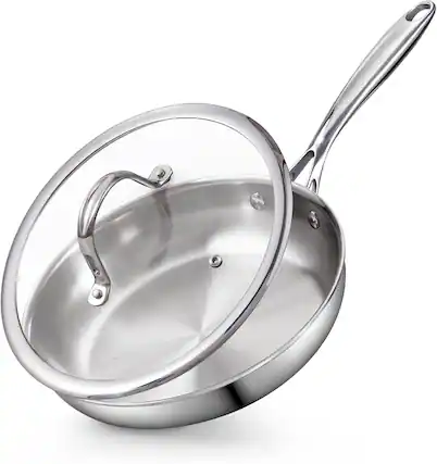 Front. Cooks Standard - Cooks Standard Multi-Ply Clad Stainless Steel Fry Pan With Lid,10-Inch - stainless Steel.