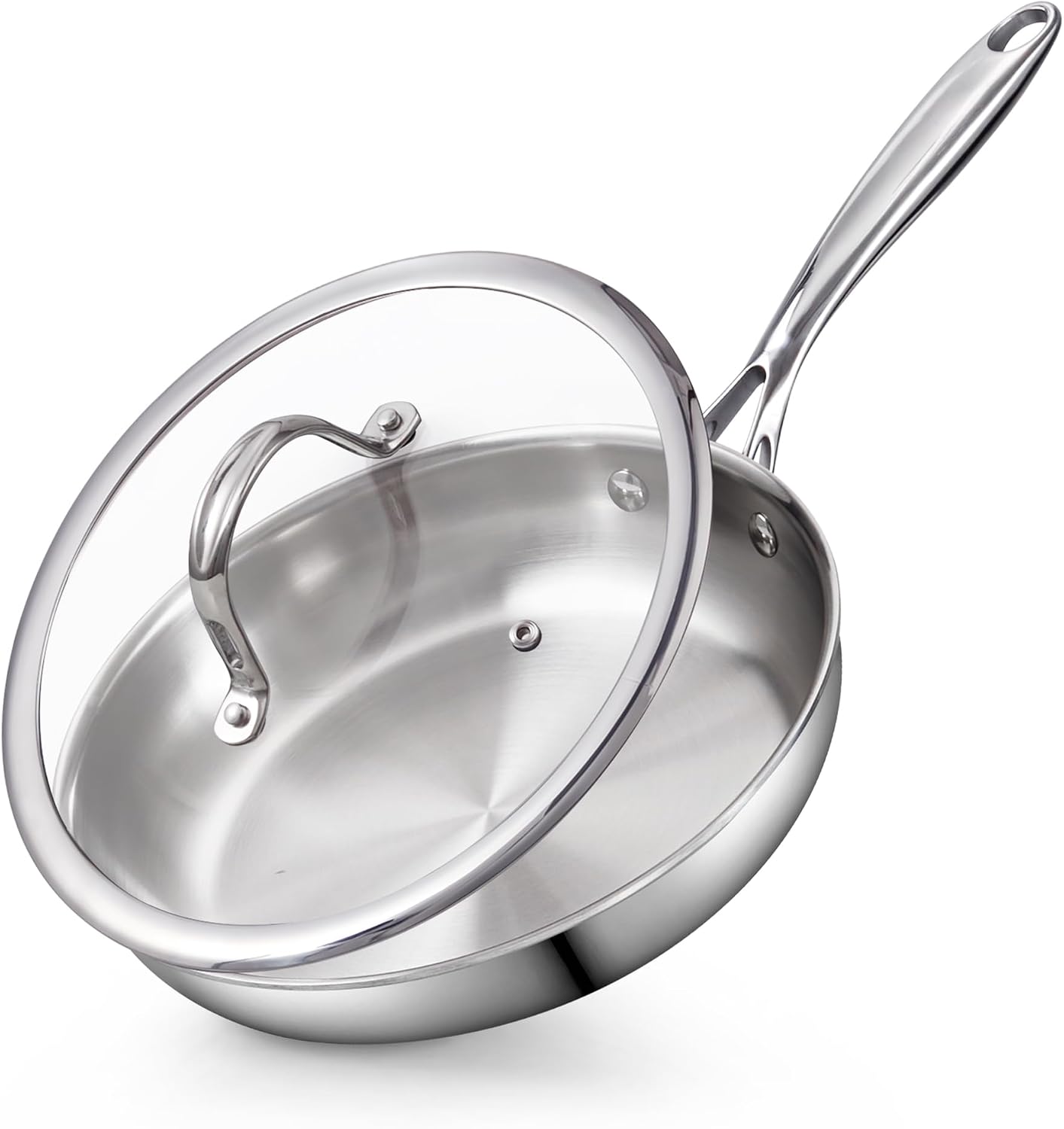 Front. Cooks Standard - Cooks Standard Multi-Ply Clad  Stainless Steel Fry Pan With Lid,10-Inch - stainless Steel.