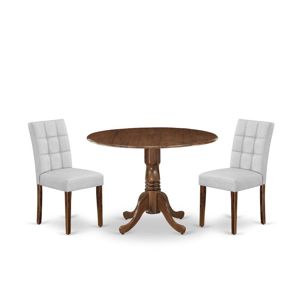 Alt View 2. East West Furniture - 3 Piece Mid Century Modern Dining Set contain A Wood Table - Brown.