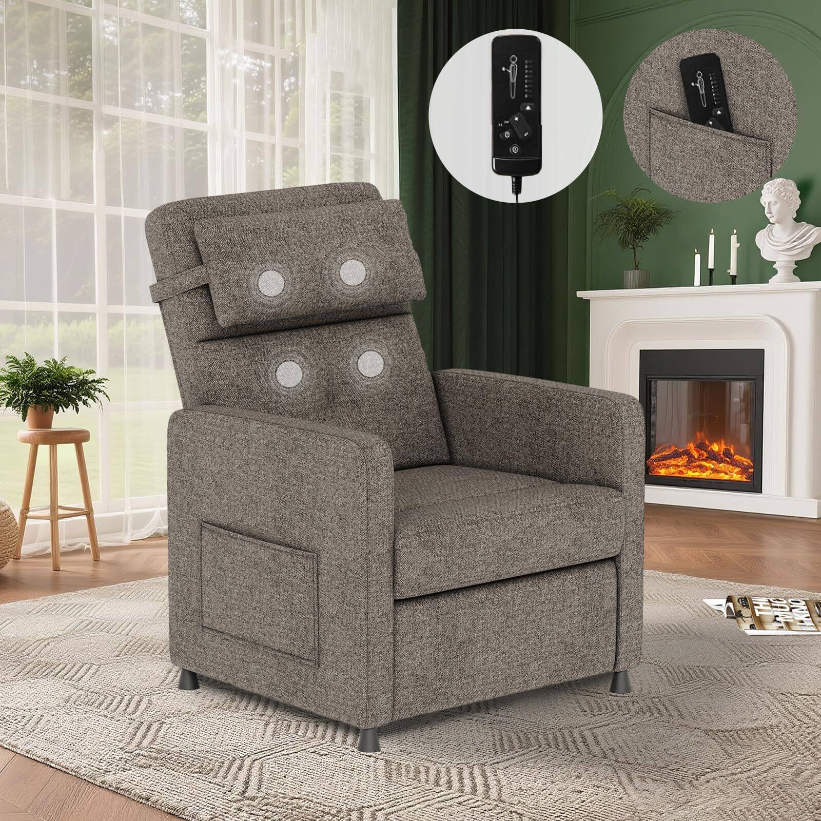 Acekool - Recliner Chair Electric Reclining Sofa Adjustable Power Recliner Lazy Chair Home Theater Seating - Brown
