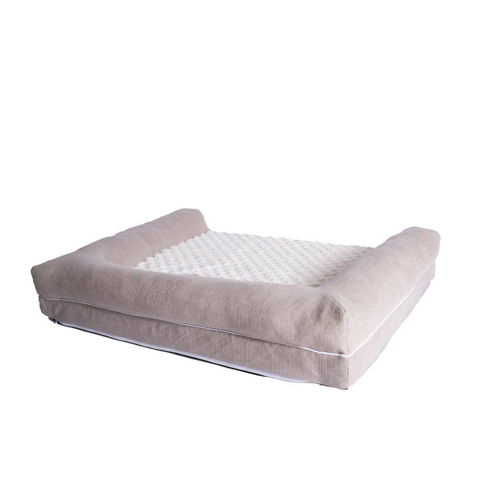 Angle. Armarkat - Ivory and Beige Medium Bolstered Pet Bed With Memory Foam - White.