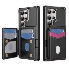 Dteck - Wallet Case for Samsung Galaxy S26 Ultra, RFID Blocking Shockproof PU Leather Kickstand Cover with 6 Card Slots - Black