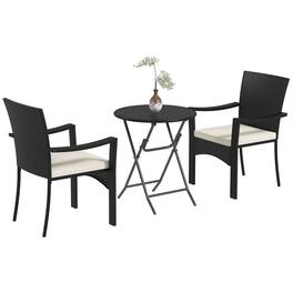 Resenkos - Rattan Bistro Set, Porch, Backyard, Garden - White