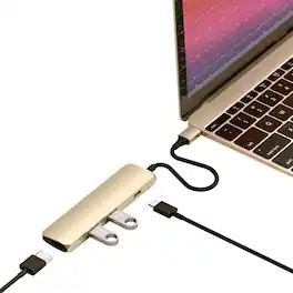 Satechi - USB-C Multiport Adapter Slim Classic - 4K HDMI, 60W PD Charging, 2 USB-A for MacBook Air/Pro, Dell, HP - Gold