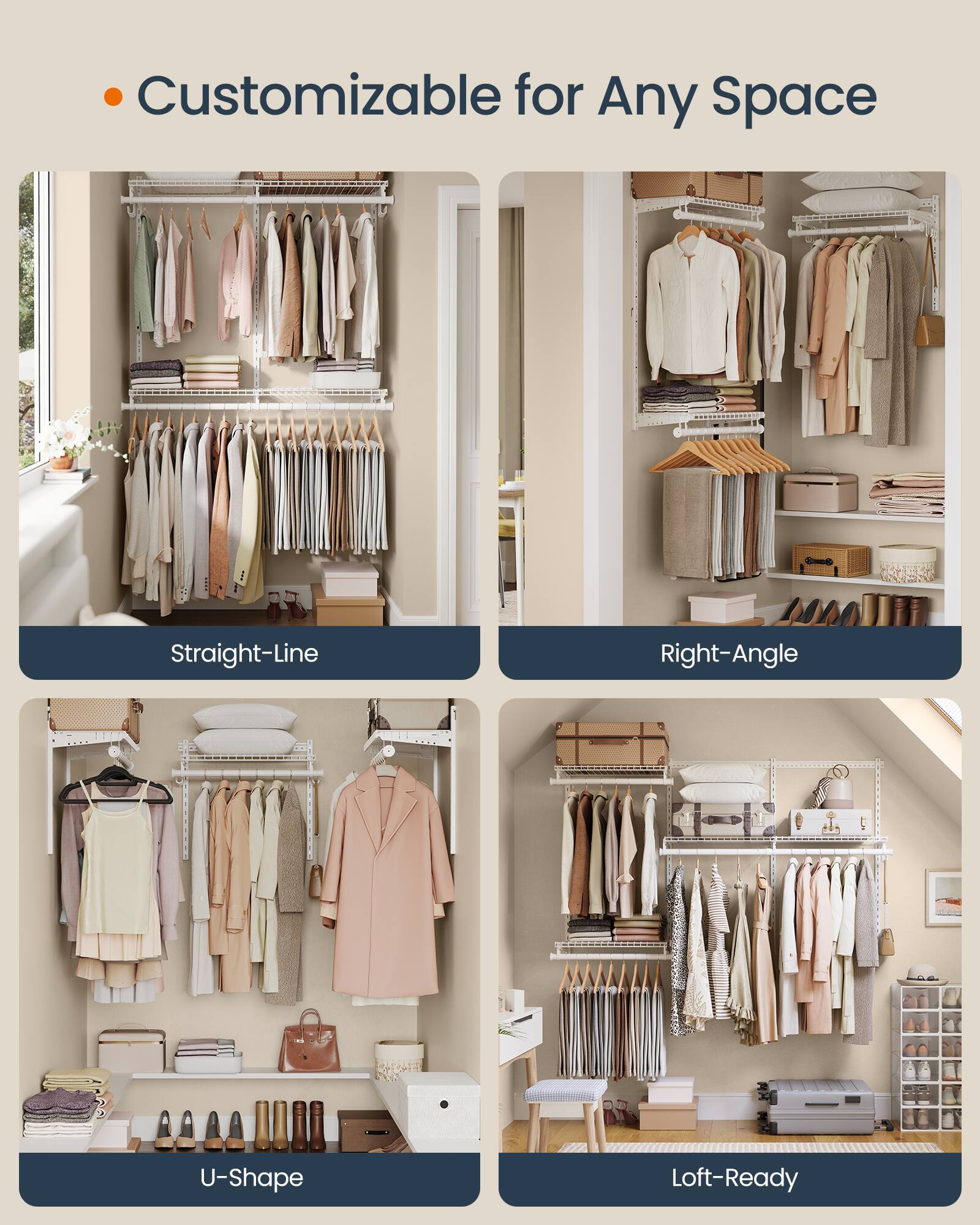Customizable for Any Space

- Straight-Line
- Right-Angle
- U-Shape
- Loft-Ready