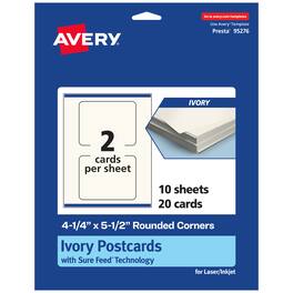 Avery - Printable Rounded Corner Postcards, 4.25" x 5.5", Ivory, 20ct - White