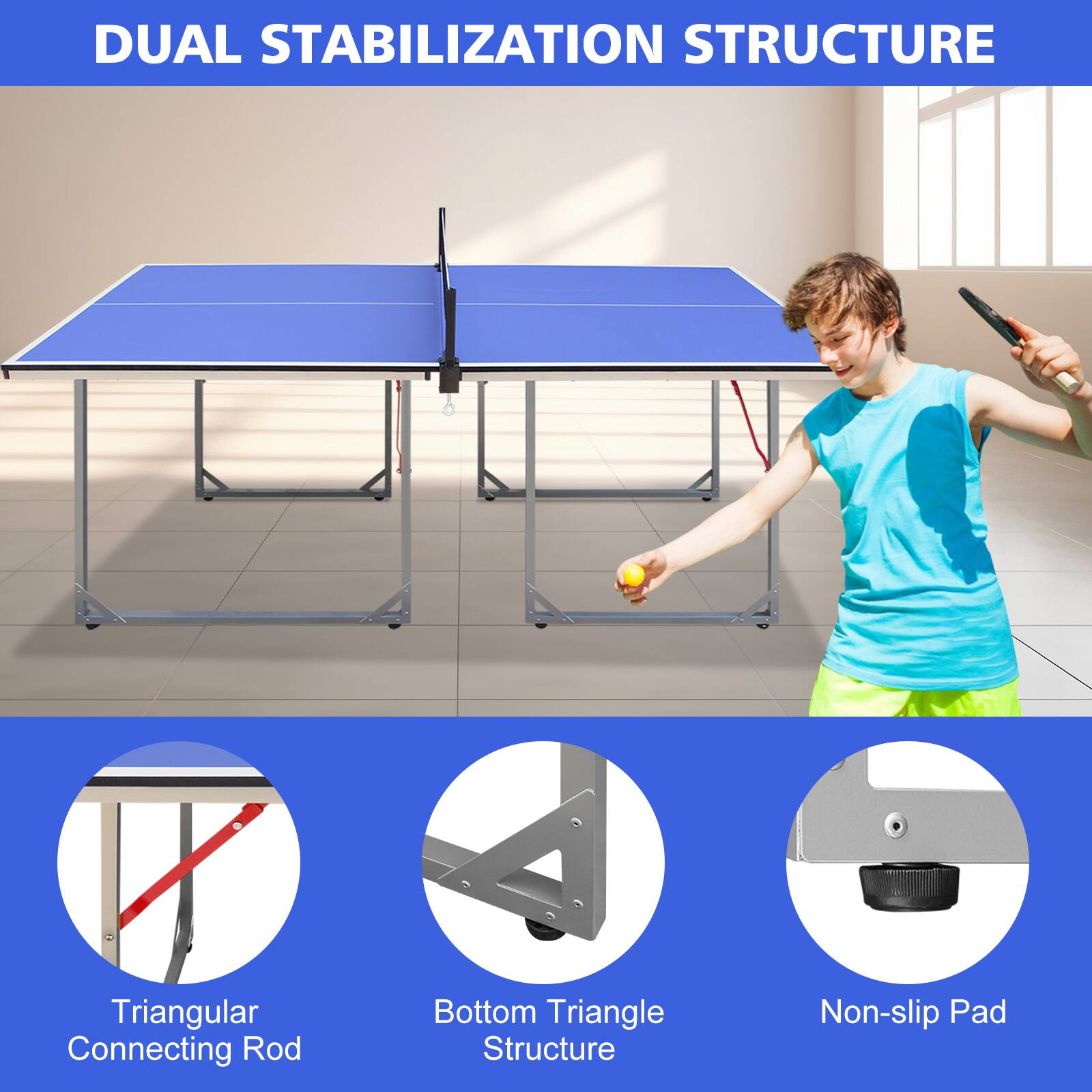 DUAL STABILIZATION STRUCTURE

- Triangular Connecting Rod
- Bottom Triangle Structure
- Non-slip Pad
