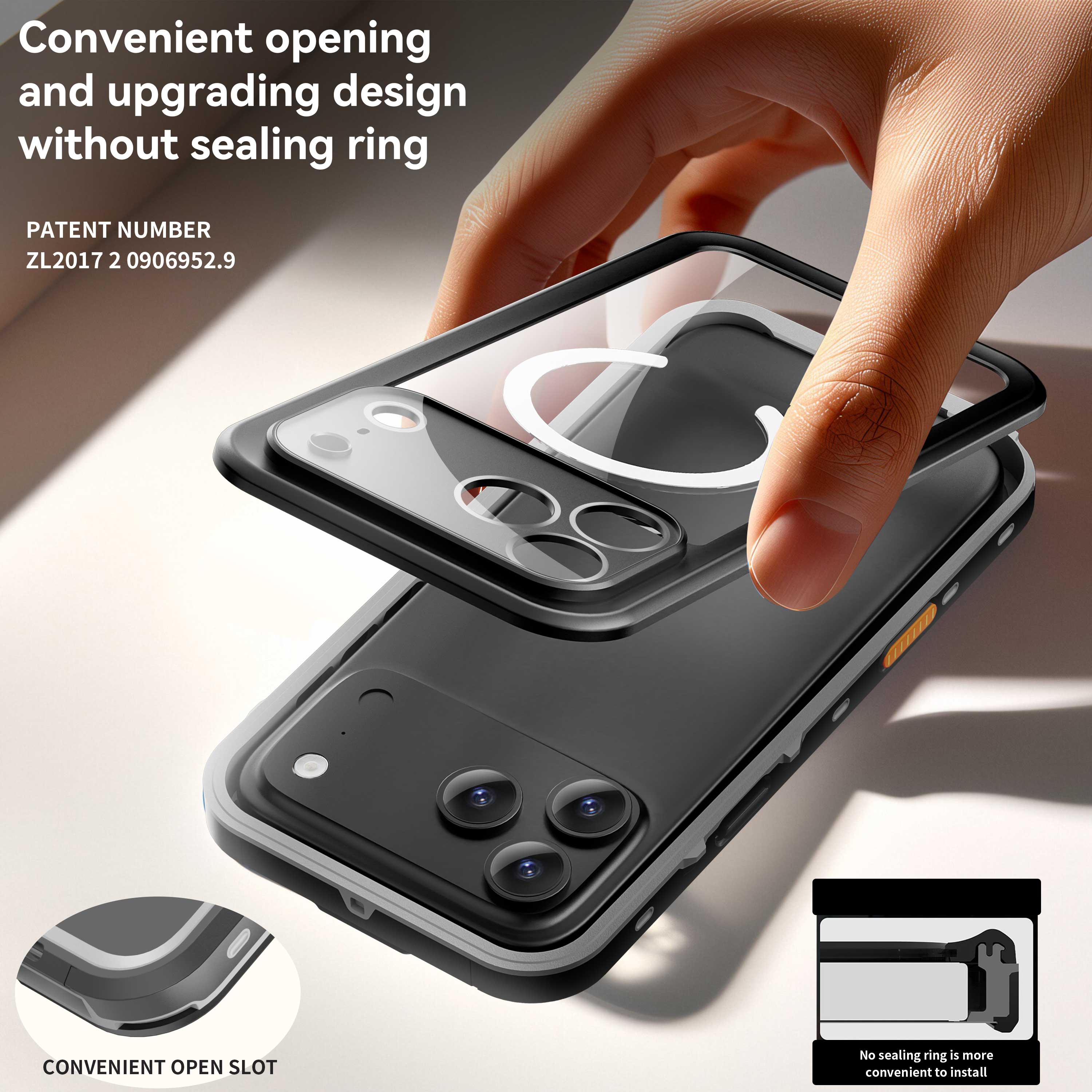 Convenient opening and upgrading design without sealing ring

PATENT NUMBER
ZL2017 2 0906952.9

CONVENIENT OPEN SLOT

No sealing ring is more convenient to install