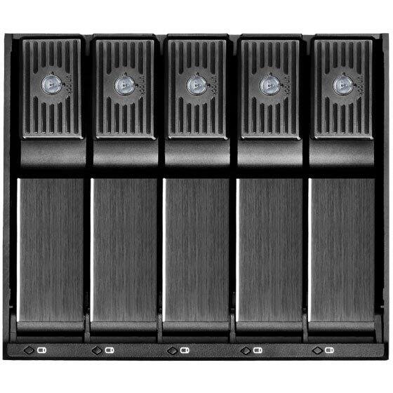 Angle. SilverStone - SST-FS305-12G-X Three 5.25" device bay to five 3.5" SAS-12G / SATA-6Gbit/s trayless hot-swap cage - Black.