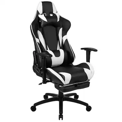 Front. Flash Furniture - X30 Gaming Chair Racing Office Ergonomic Computer Chair with Fully Reclining Back and Slide-Out Footrest in Black Leathe - Black.