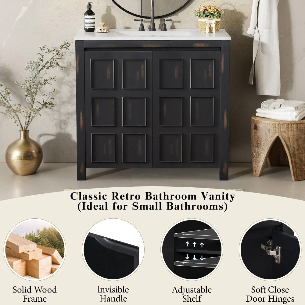 Classic Retro Bathroom Vanity (Ideal for Small Bathrooms)

- Solid Wood Frame
- Invisible Handle
- Adjustable Shelf
- Soft Close Door Hinges