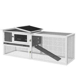Pawhut - Rabbit Hutch 2-Story Bunny Cage, Guinea Pig Cage, Small Animal House with Slide Out Tray, Indoor Outdoor