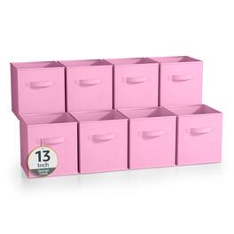 Sorbus - Fabric Storage Cubes, 8 Foldable Storage Bins for Organizing Pantry, Cubbies, Toy Box, Clothes Storage - Pastel Pink