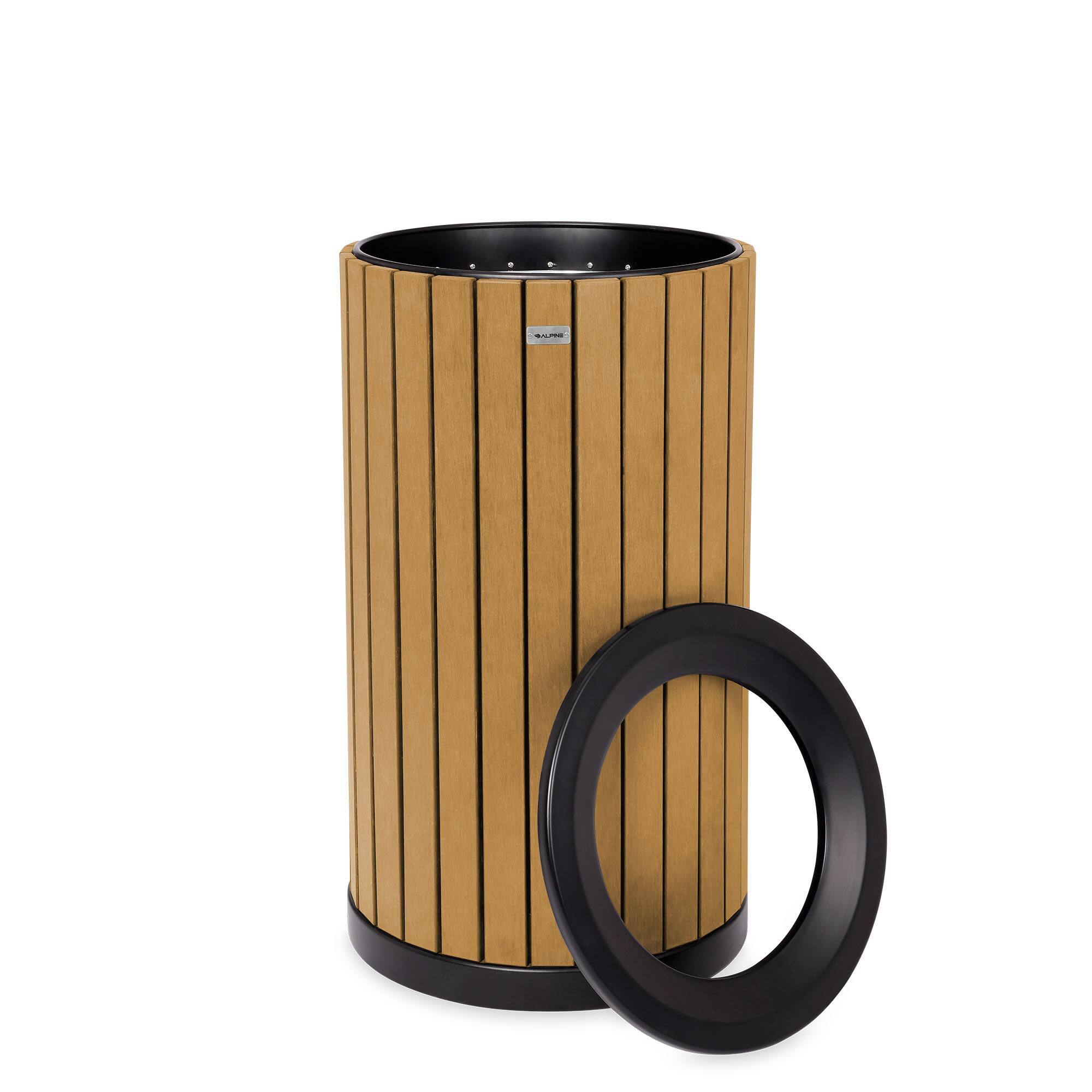 Back. Alpine Industries - 32 Gallon Outdoor Trash Can with Slatted Panels - Cedar.