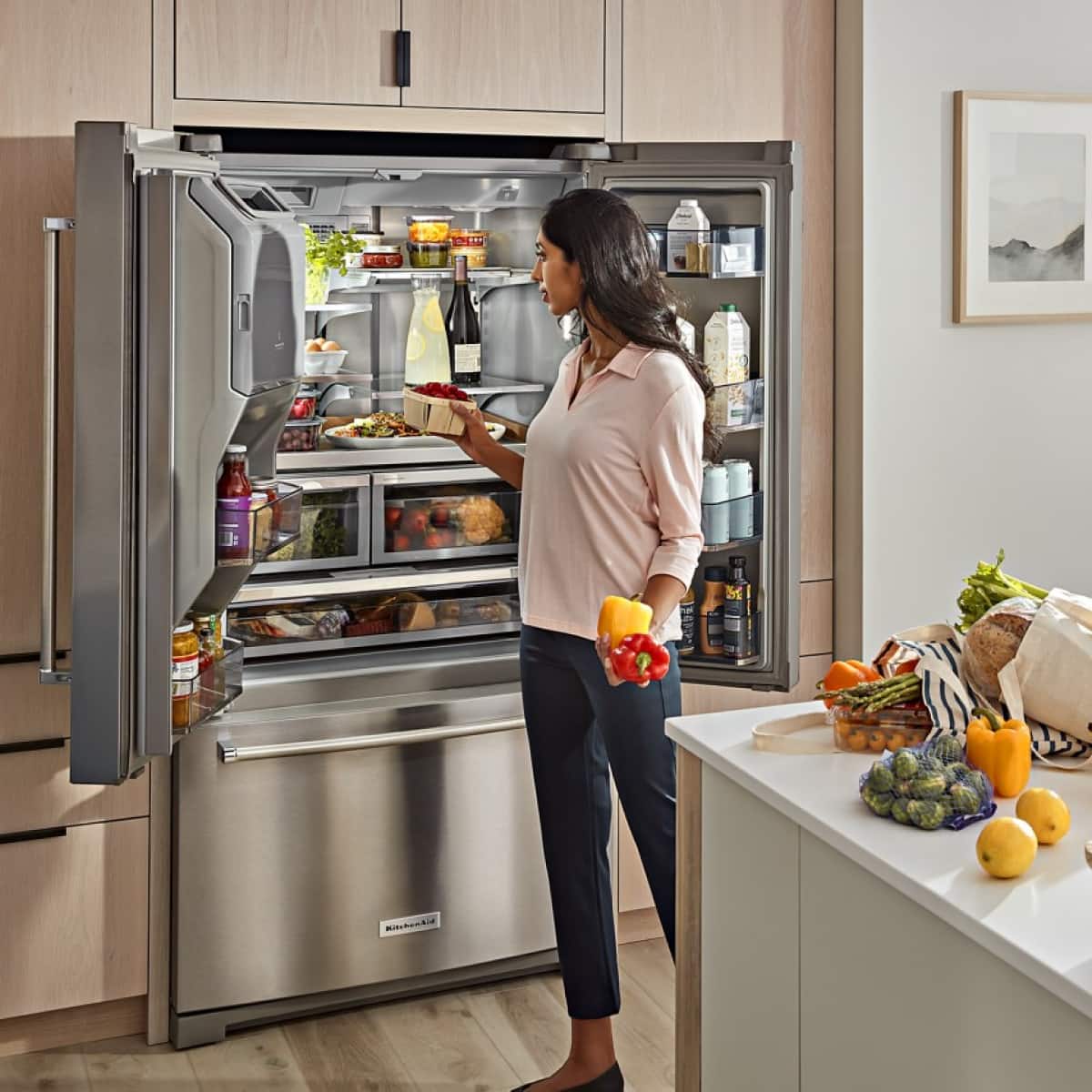 Alt View 8. KitchenAid - KitchenAid - 26.8 Cu. Ft. Standard-Depth French Door Refrigerator with Exterior Ice and Water Dispenser - Stainless Steel with PrintShield Finish.