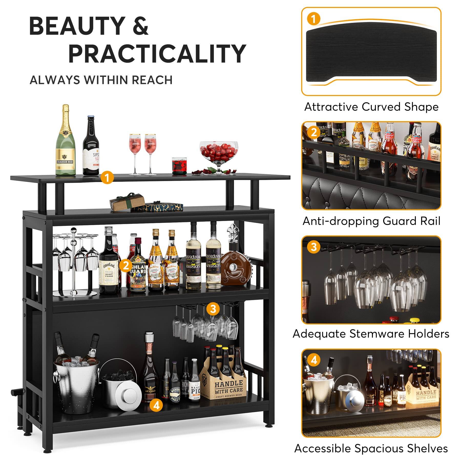 BEAUTY & PRACTICALITY ALWAYS WITHIN REACH

1. Attractive Curved Shape
2. Anti-dropping Guard Rail
3. Adequate Stemware Holders
4. Accessible Spacious Shelves