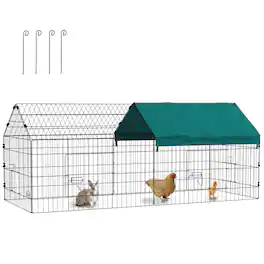 Pawhut - Small Animal Playpen with Roof for Rabbits - Green