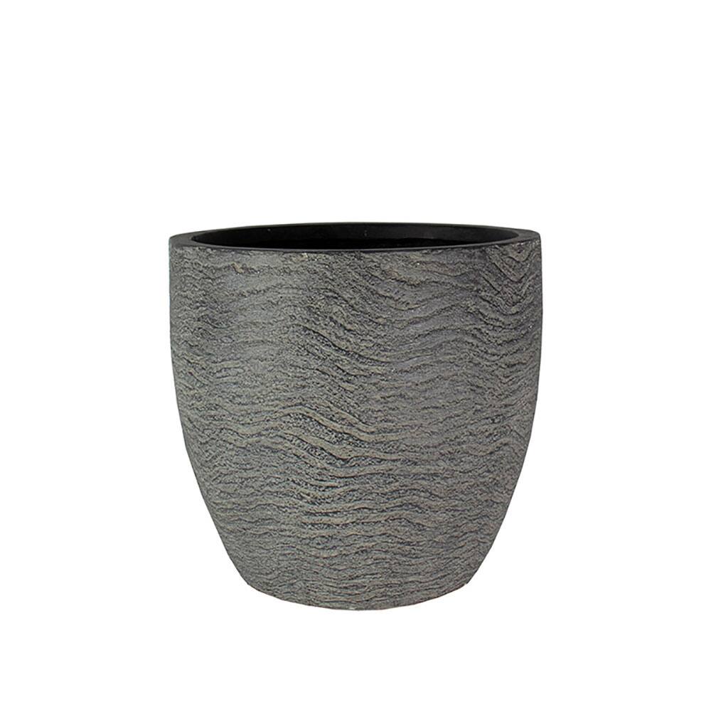 Front. The HC Companies - HC Companies ANP17500 17.5 Inch Aspen Indoor Outdoor Round Planter Pot, Charcoal - Charcoal.