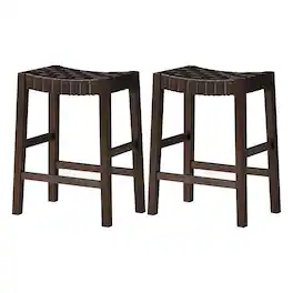 Maven Lane - Emerson Counter Stool, with Vegan Leather, Set of 2 - Weathered Brown