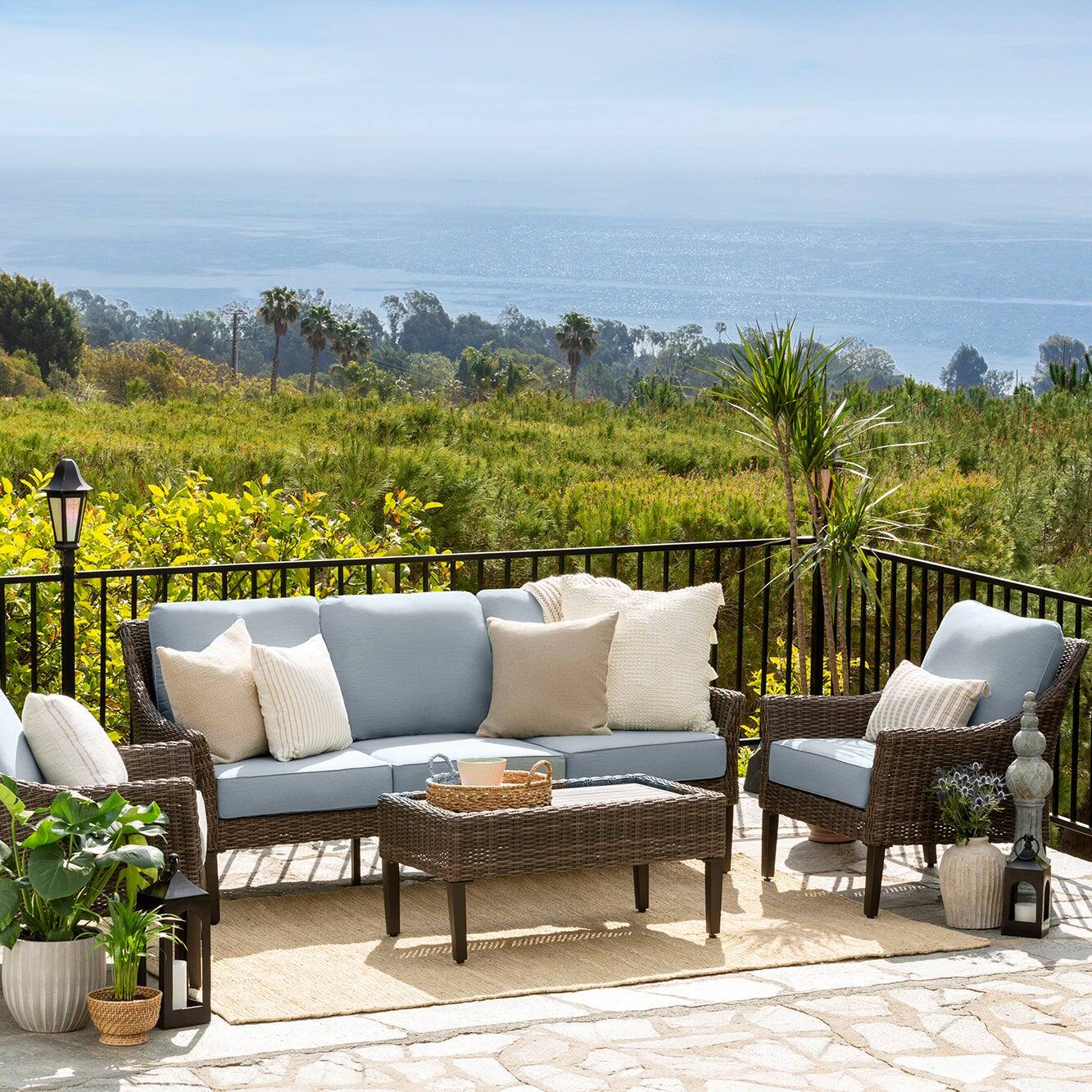 Alt View 3. Yardbird® - Harriet Conversation Set with Swivel Glider Chairs - Silver.