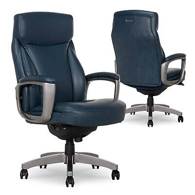 Alt View 7. La-Z-Boy - La-Z-Boy Arcadian Ergonomic Bonded Leather Swivel Executive Chair, Blue (51447) - Blue.