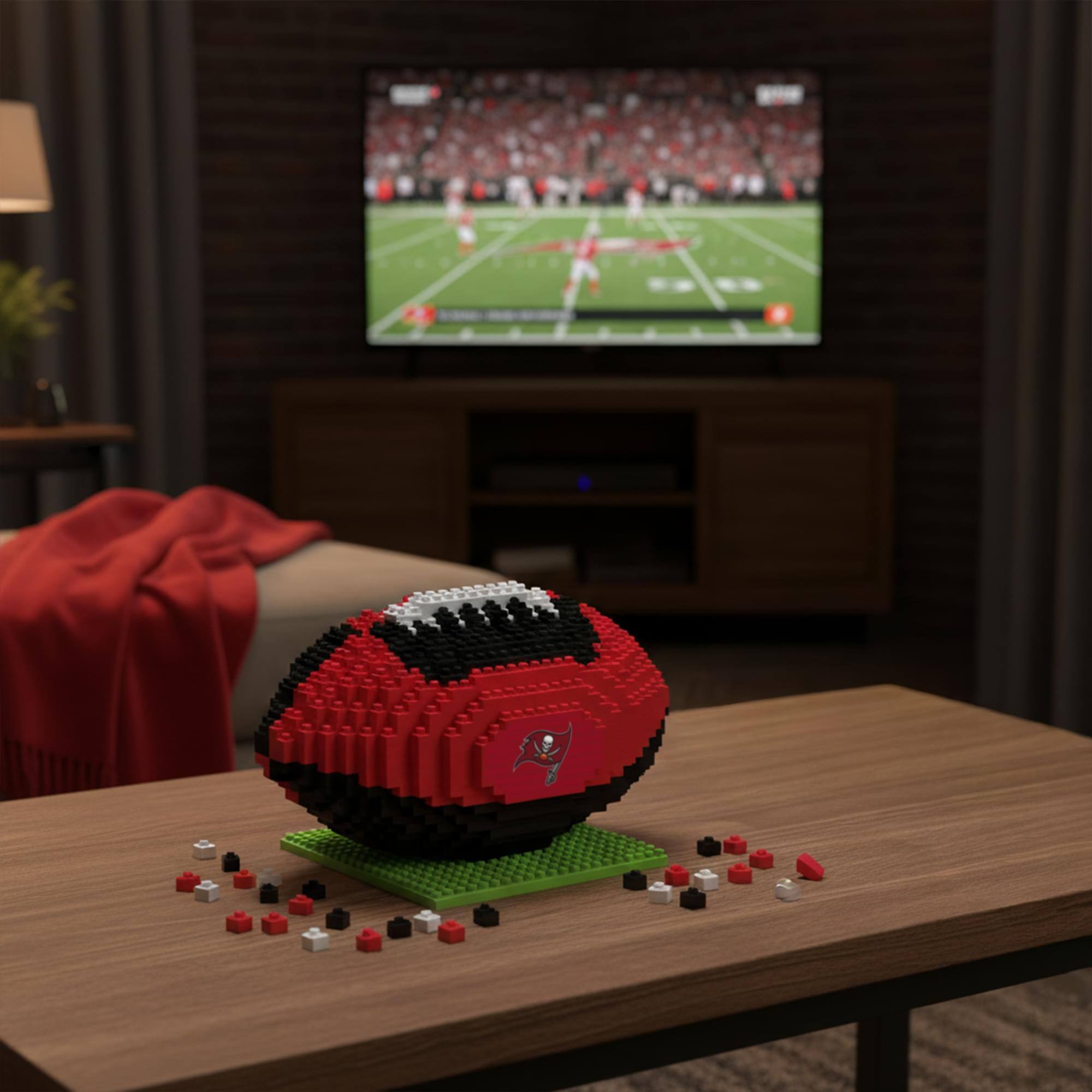 Alt View 10. Forever Collectibles - Tampa Bay Buccaneers NFL BRXLZ Football 704-Piece Building Block Set - Red.