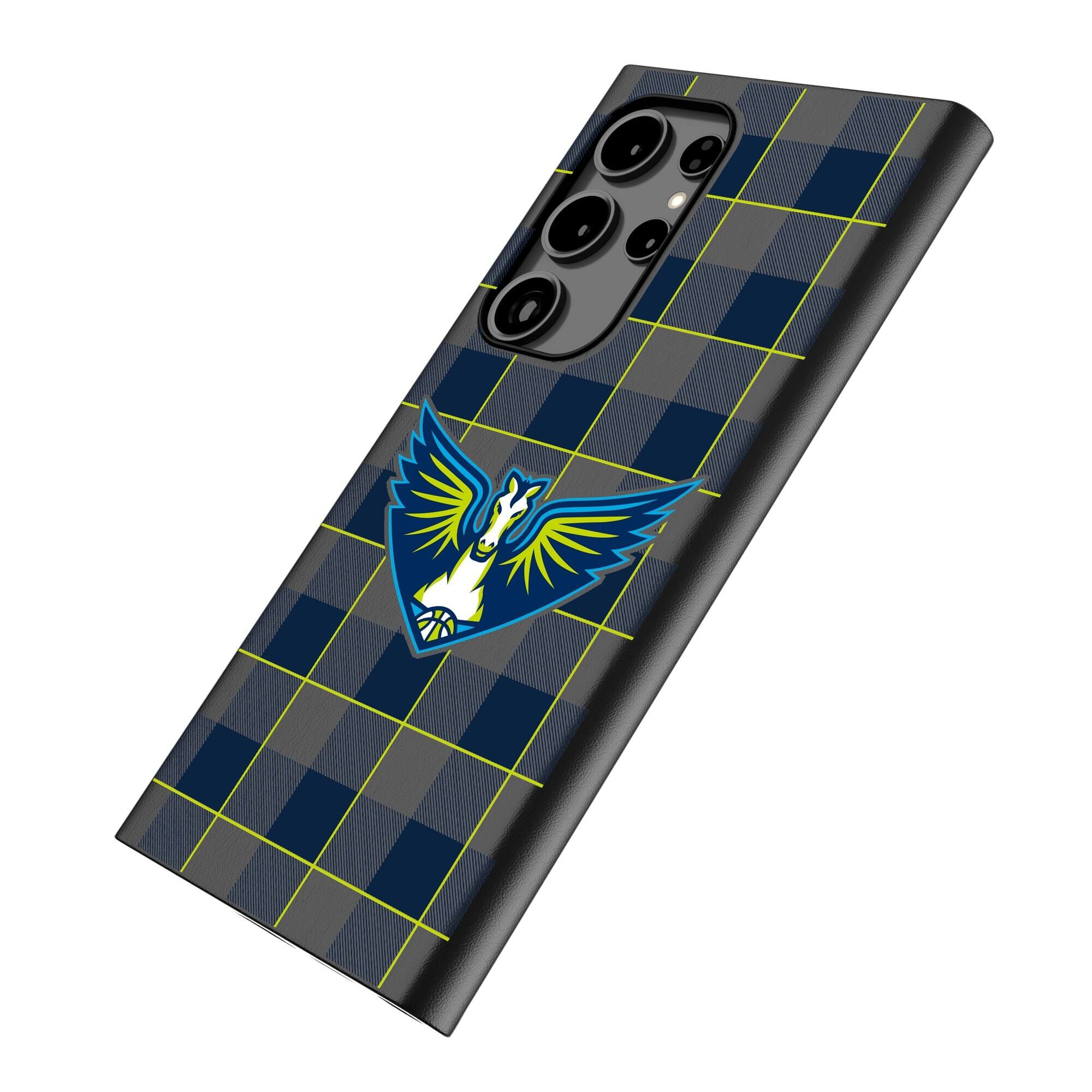 Alt View 1. Keyscaper - Dallas Wings Plaid Galaxy Magnetic Bump Case - S24 Ultra - Black.