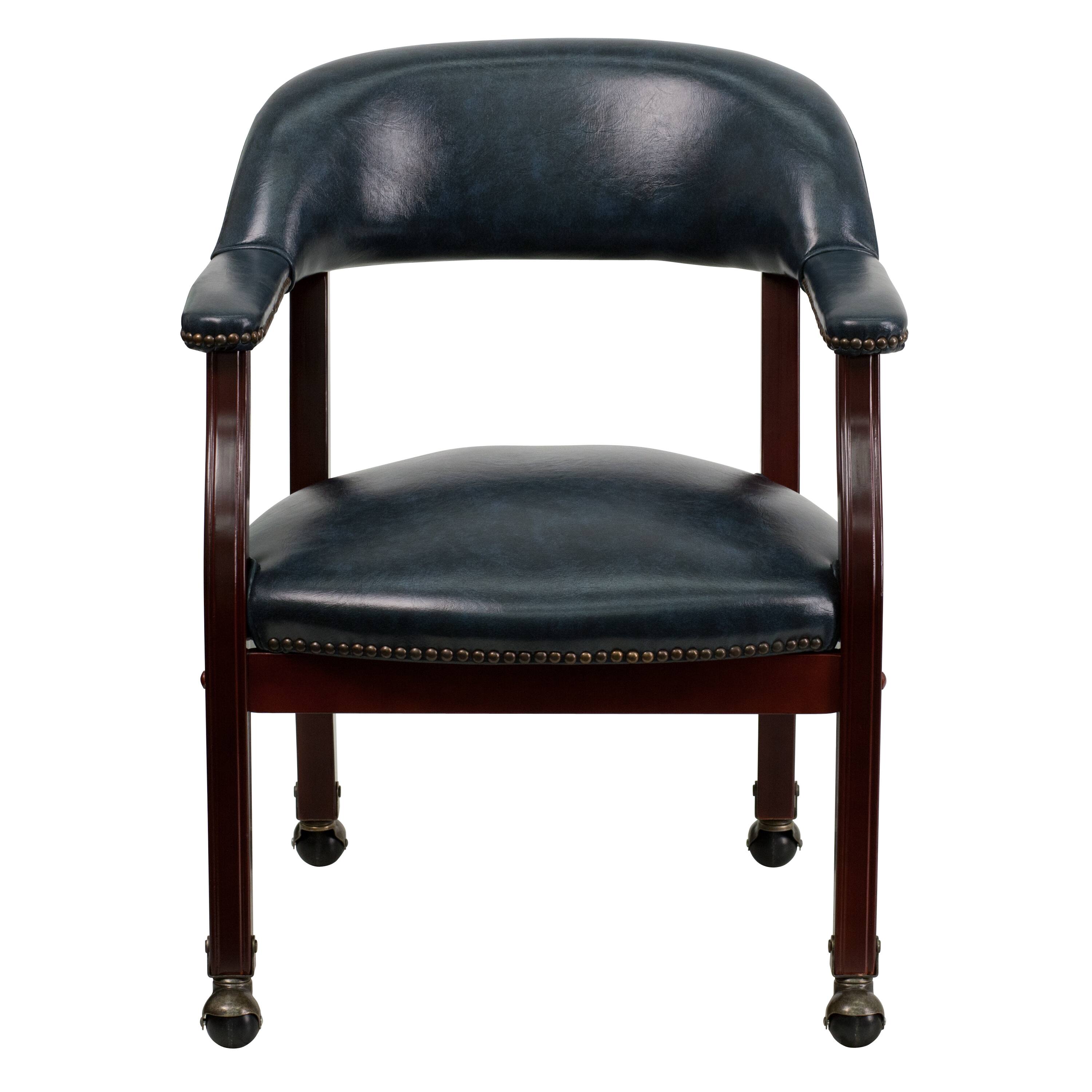 Alt View 7. Emma + Oliver - Conference Chair with Accent Nail Trim  and Casters - Navy Vinyl.