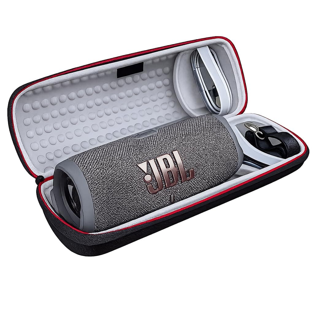 JBL - Charge 5 Portable Waterproof Bluetooth Speaker with Winguard Travel Case - Gray