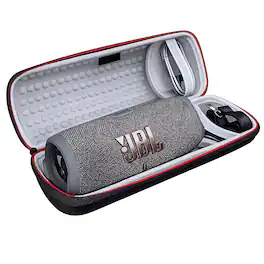 JBL - Charge 5 Portable Waterproof Bluetooth Speaker with Winguard Travel Case - Gray