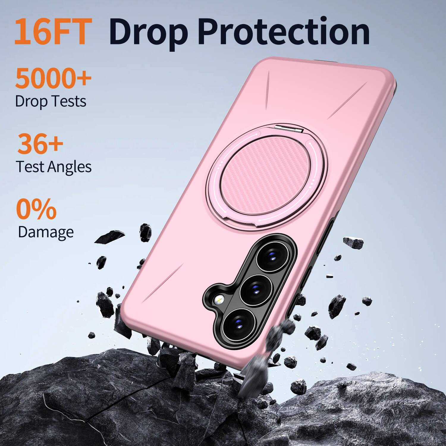 16FT Drop Protection  
5000+ Drop Tests  
36+ Test Angles  
0% Damage