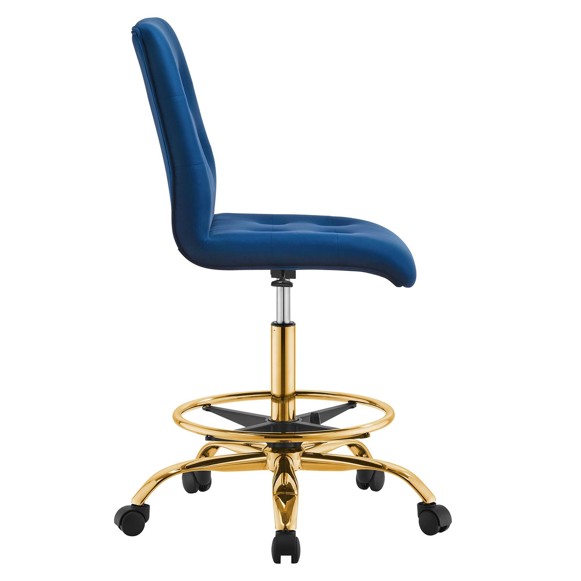 Left. Modway - Prim Armless Performance Velvet Drafting Chair by Modway - Blue.