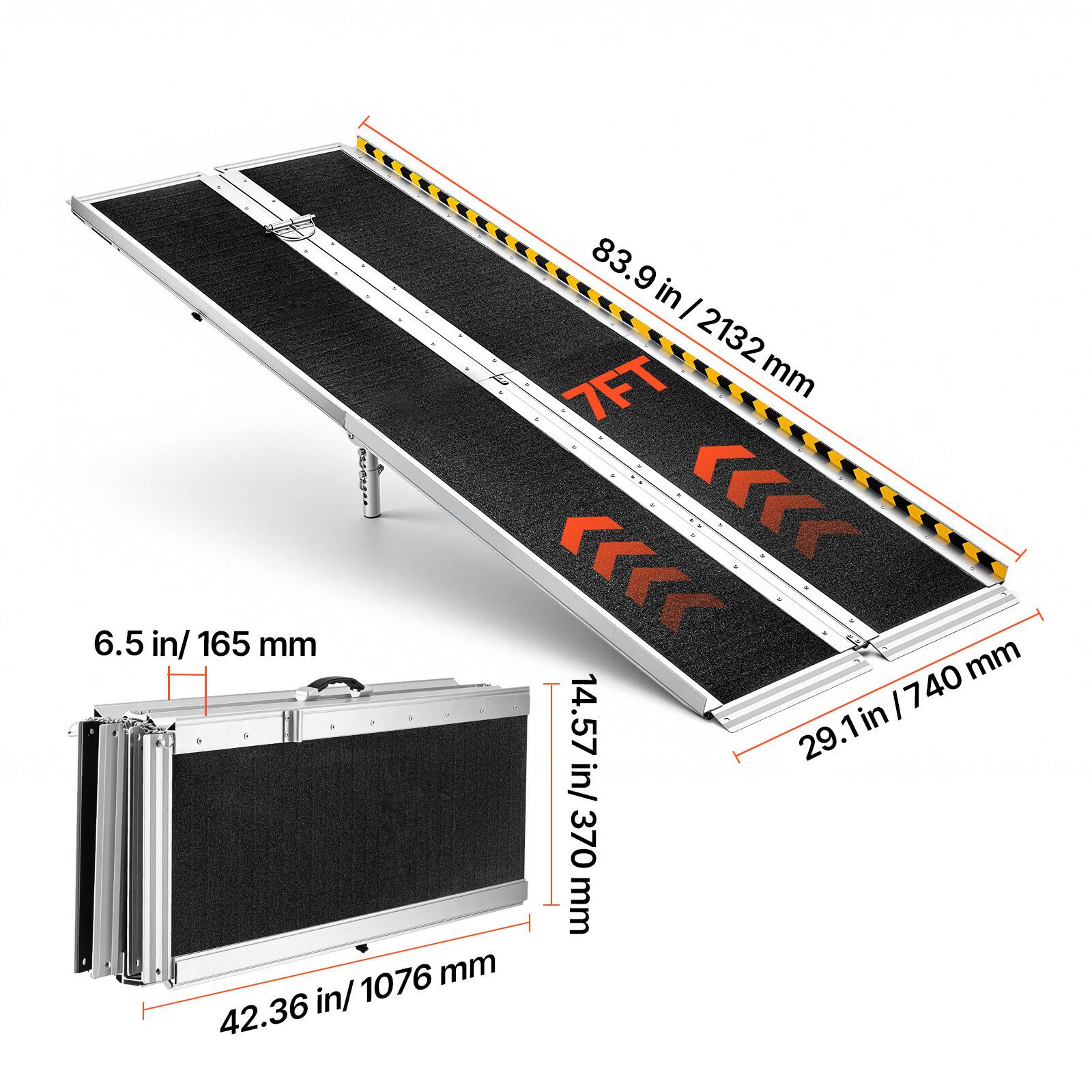 83.9 in / 2132 mm  
6.5 in / 165 mm  
14.57 in / 370 mm  
29.1 in / 740 mm  
42.36 in / 1076 mm
