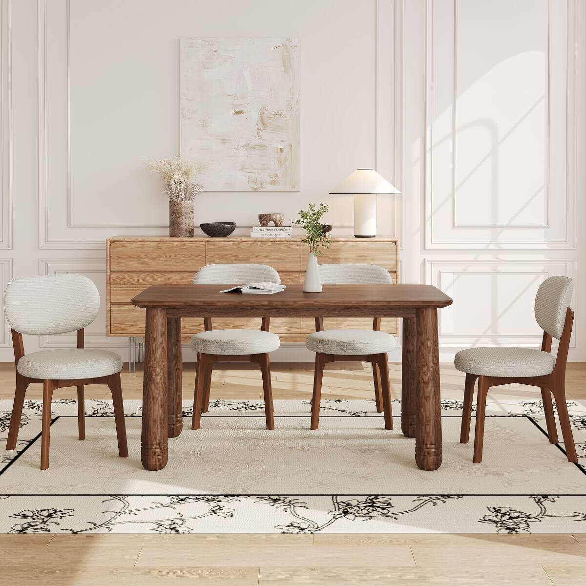 Alt View 4. Loheer - Loheer 63 inch solid wood dining table, walnut finish, rectangular kitchen dining table - Walnut.