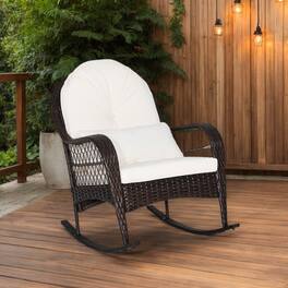 Kadyn - Patio Rattan Chair Cushions Outdoor Glider Chair Cushion Outdoor PorchBackyardIndoor Garden Rocking with Seat - White