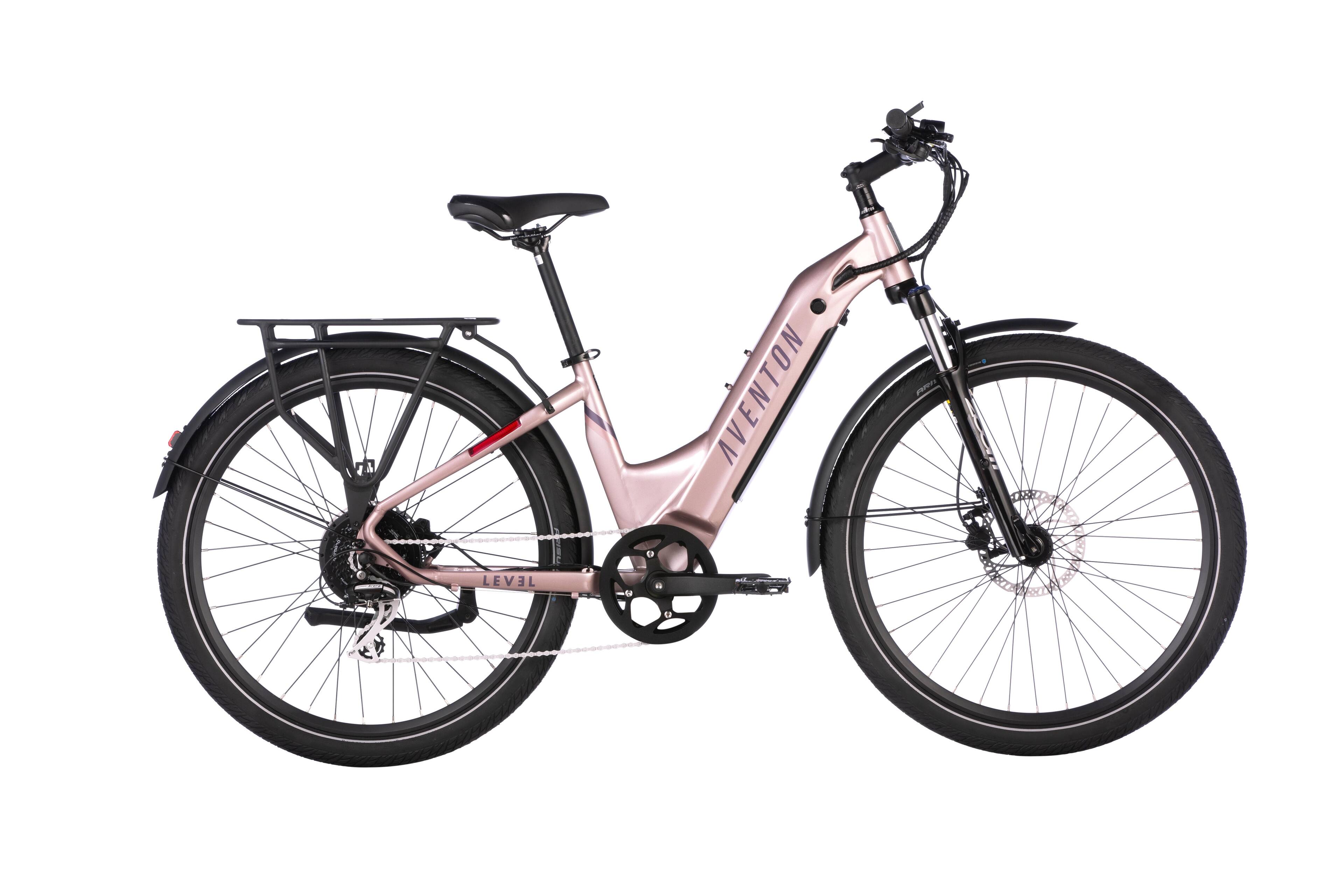 Front. Aventon - Level.2 Commuter Step-Through eBike w/ up to 60 miles Max Operating Range and 28 MPH Max Speed - Himalayan Pink.