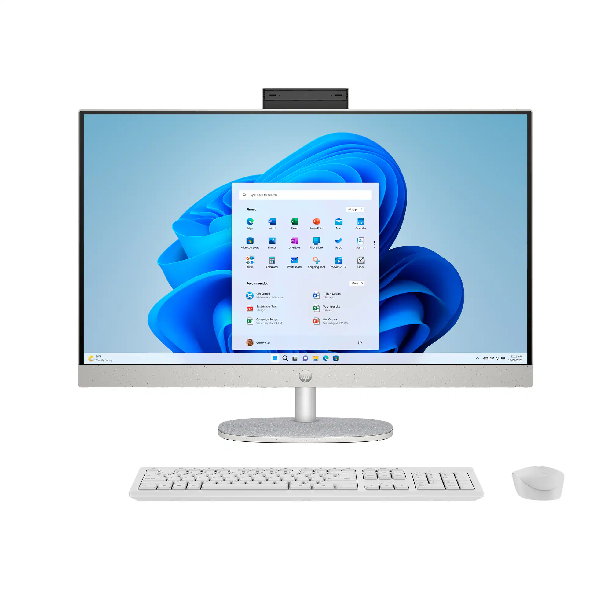 HP - 27" Full HD Touch-Screen All-in-One with Adjustable Height - Intel Core Ultra 7 155U 2023 - 16GB Memory - 1TB SSD - Shell White